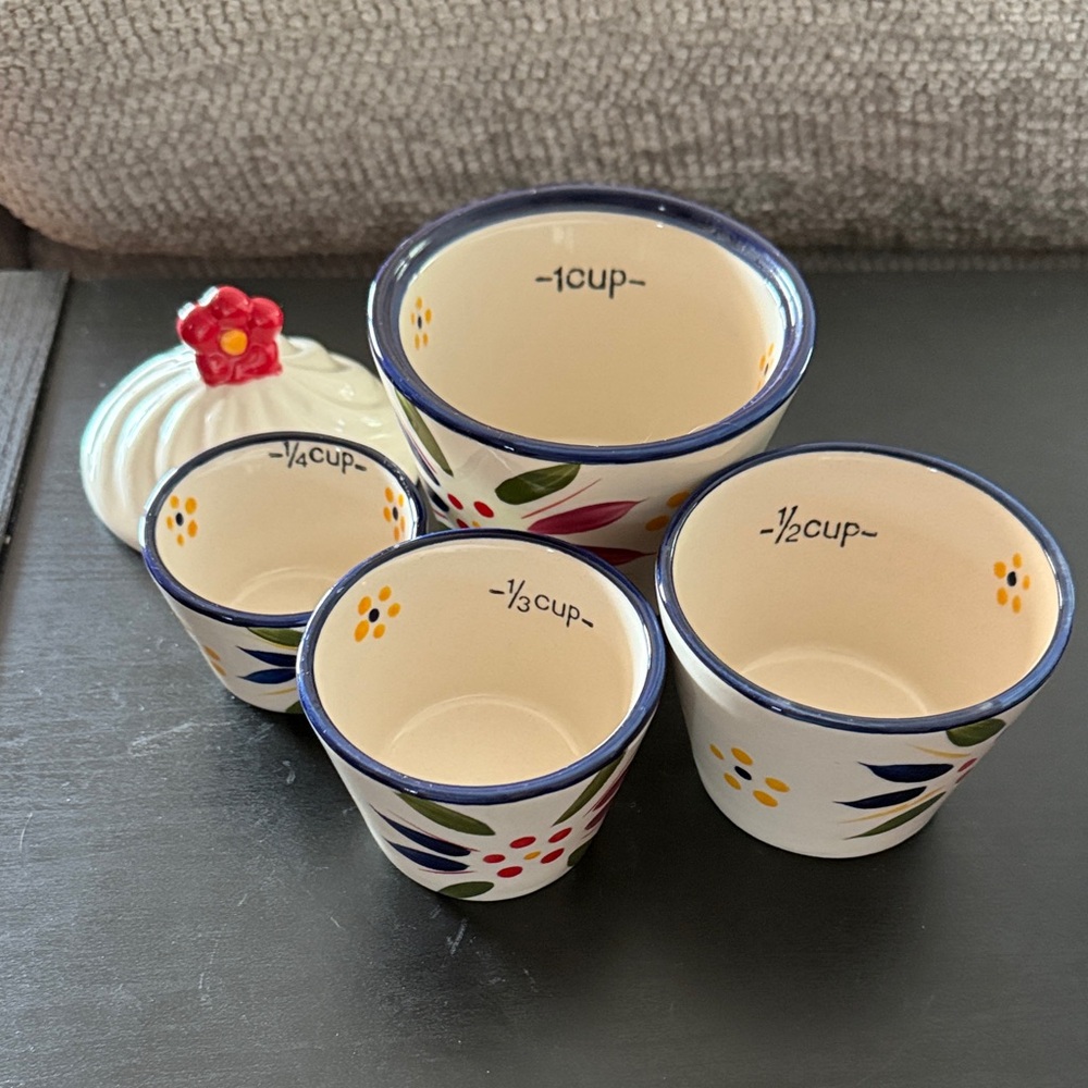 Temp-tations Old World Multicolor Nesting Cupcake Ceramic Measuring Cup Set
